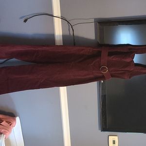 Pilcro Maroon Velvet Jumpsuit